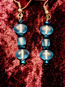 Blue glass earrings**