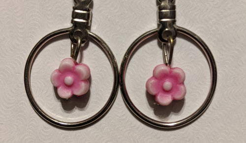 Pink flower earrings**